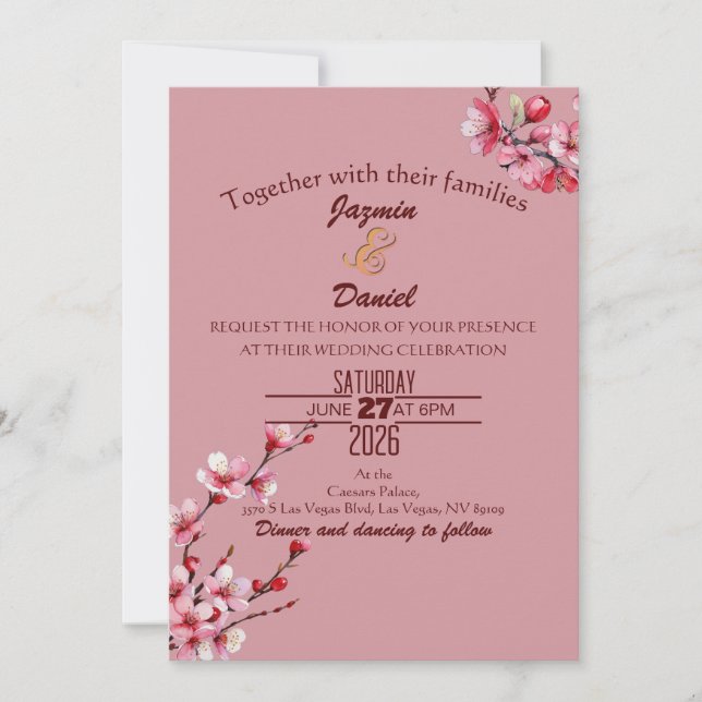 Convite Cherry Blossoms Pastel Pink  Invitation (Frente)