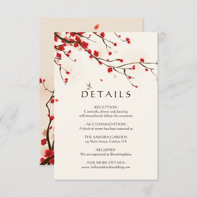 Convite Cherry Blossoms Watercolor Floral (Frente/Verso)