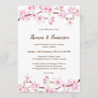 Convite Cherry Blossoms Watercolor Invitation