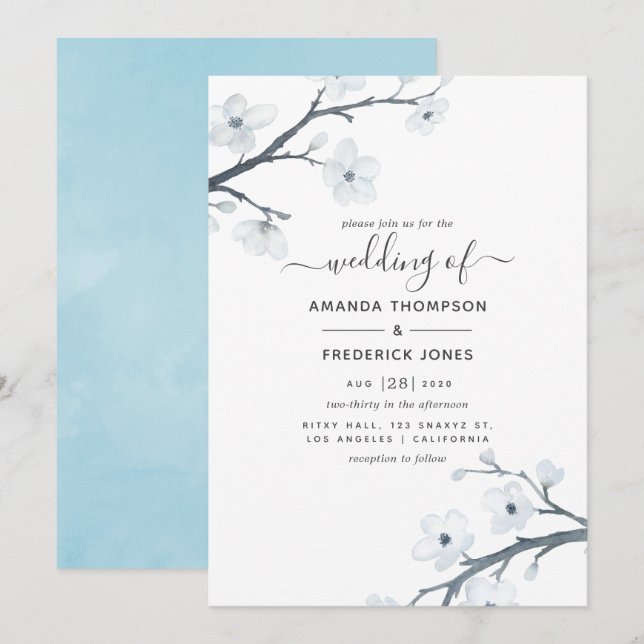Convite Cherry Blossoms Wedding (Frente/Verso)