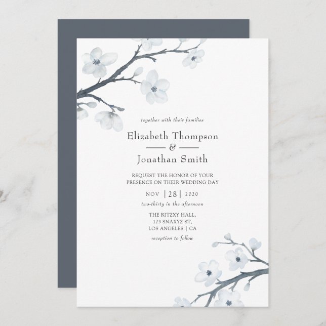 Convite Cherry Blossoms Wedding (Frente/Verso)