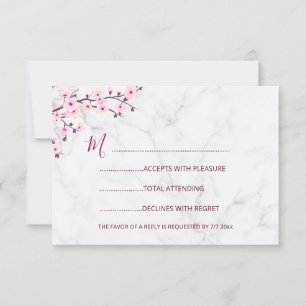 Convite Cherry Blossoms Wedding Pink White RSVP