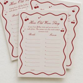 Convite Cherry Bridal Shower Age Guessing Game Card