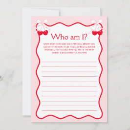 Convite Cherry Bridal Shower Guess Who Am I Game Card