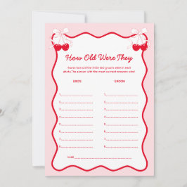 Convite Cherry Bridal Shower How Old Were They Game Card