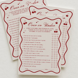 Convite Cherry Bridal Shower Over or Under Game Card