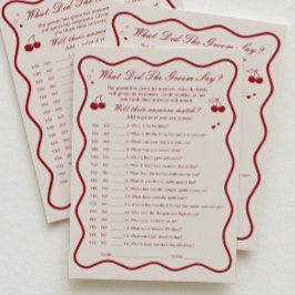 Convite Cherry Bridal Shower What Did He Say Game Card