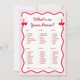 Convite Cherry Bridal Shower What's in Your Purse Game