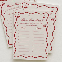 Convite Cherry Bridal Shower Where Were They Game Card