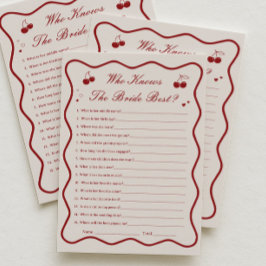 Convite Cherry Bridal Shower Who Knows Bride Best Card