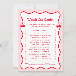 Convite Cherry Bridal Shower Would She Rather Game Card