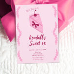 Convite Cherry Cake Girls Doce Dezesseis Aniversário<br><div class="desc">Um doce tema da 16ª Festa de aniversário completo com bolo de cereja! Estes convites ilustrados à mão são modernos e modernos!</div>