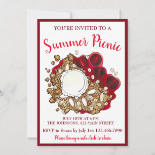 Convite Cherry Crumble Cobbler Dessert Sorvete Picnic