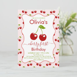 Convite Cherry First Birthday Cherries primeiro aniversari