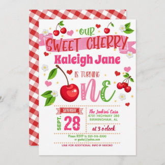 Convite Cherry First Birthday Invitation