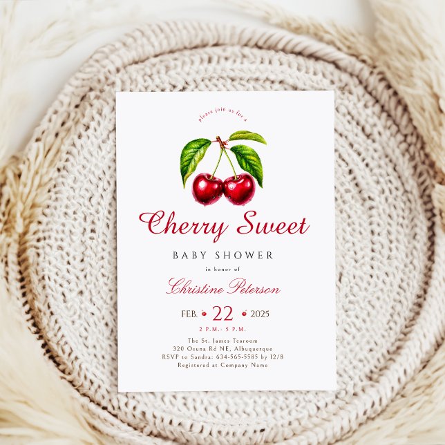 Convite Cherry Heart Chá de fraldas (Criador carregado)