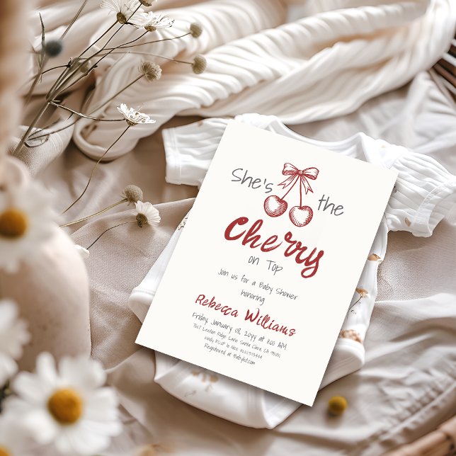 Convite Cherry manuscrito no Chá de fraldas da garota do A (Criador carregado)