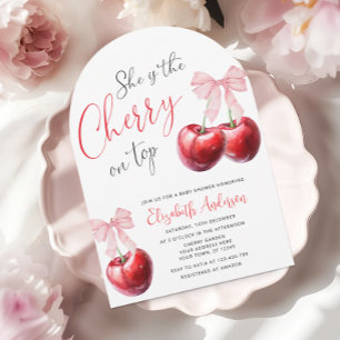 Convite Cherry no Chá de fraldas de coquetes superior