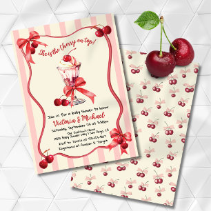 Convite Cherry no Sorvete superior do Chá de fraldas Sunda