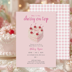 Convite Cherry no Top Cake Chá de fraldas