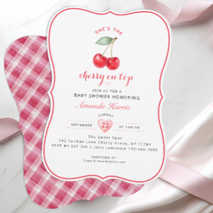 Convite Cherry no Top Chá de fraldas Invitation Girl