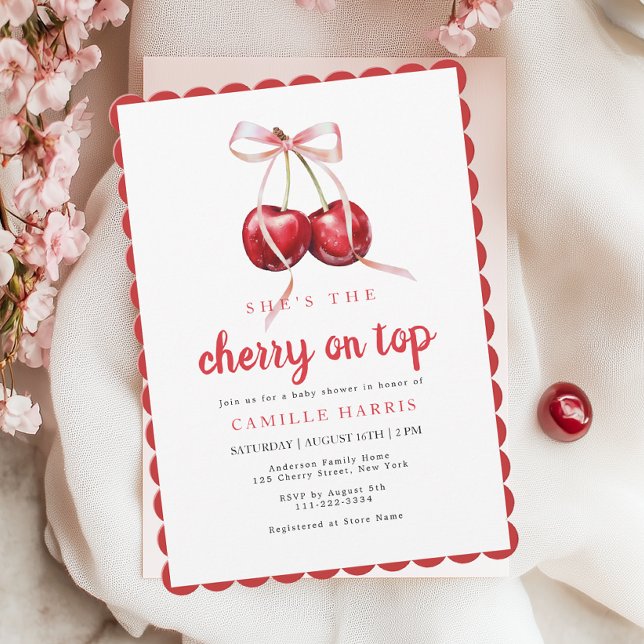 Convite Cherry no Top Girl Chá de fraldas Invance (Criador carregado)
