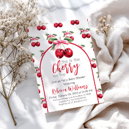 Convite Cherry no topo Arco cor-de-rosa