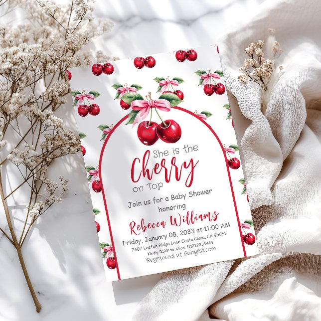 Convite Cherry no topo Arco cor-de-rosa (Criador carregado)
