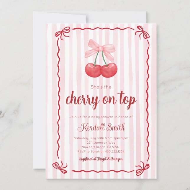 Convite Cherry on top baby shower Invitation (Frente)