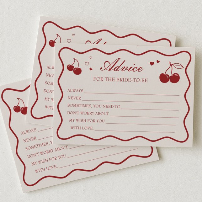 Convite Cherry On Top Bridal Shower Advice Card (Criador carregado)