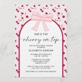 Convite Cherry On Top Bridal Shower Coquette Bow