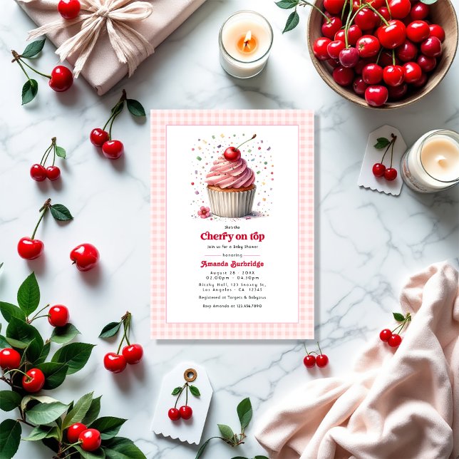 Convite Cherry On Top Chá de fraldas (Cherry On Top Baby Shower Invitation)