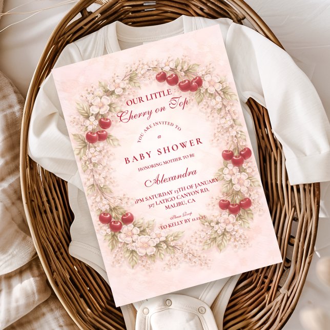 Convite Cherry on Top Jardim Baby Shower  (Criador carregado)