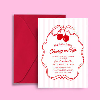Convite Cherry On Top Valentines girl Baby shower