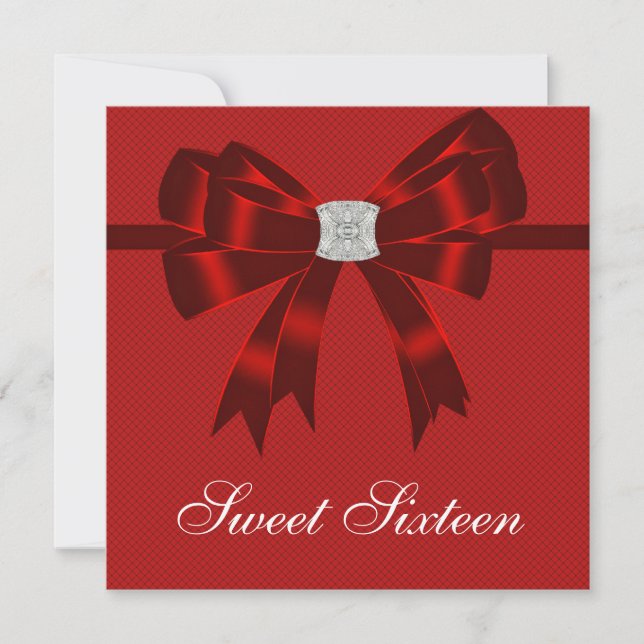 Convite Cherry Red Sweet 16 Festa de aniversário (Frente)