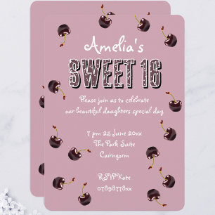 Convite Cherry Sweet 16 Partido Personalizado