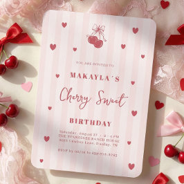 Convite Cherry Sweet Coquette Girl Birthday