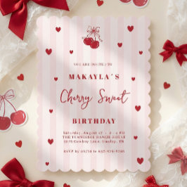 Convite Cherry Sweet Coquette Girl Birthday