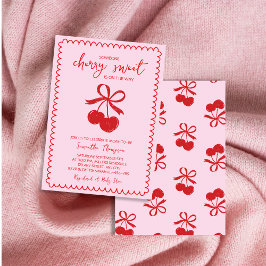 Convite Cherry Sweet Elegant - Chá De Bebê Desenhado Pela 