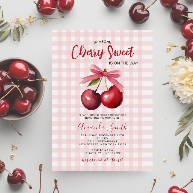 Convite Cherry Sweet Está A Caminho Do Chá de fraldas (Criador carregado)