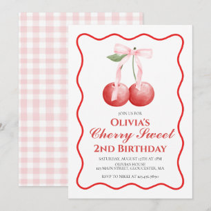 Convite Cherry Sweet Pink Arco pré-ppy aniversário