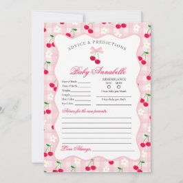 Convite Cherry Sweet Pink Coquette Advice para Bebê Card
