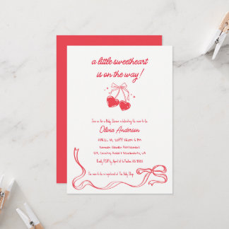 Convite Cherry sweetheart Baby Shower Invitation