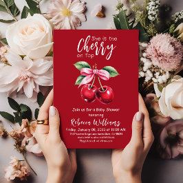 Convite Cherry Vermelho no Chá de fraldas do Arco Rosa Coq