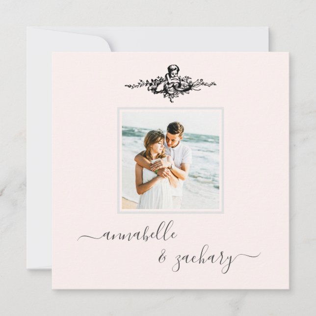 Convite *~* Cherub Rings Banda QR PHOTO AR6 RSVP Casamento (Frente)