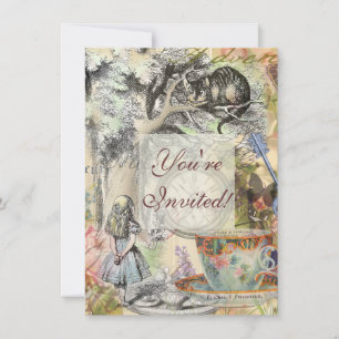 Convite Cheshire Cat Alice Wonderland Classic