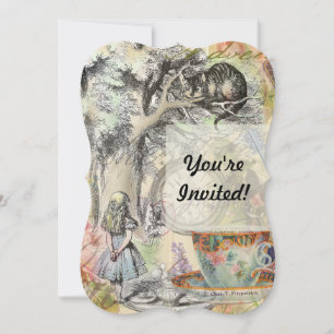 Convite Cheshire Cat Alice Wonderland Classic