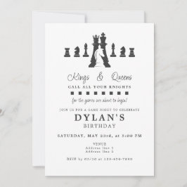 Convite Chess Game Night Anythday qualquer Aniversário de