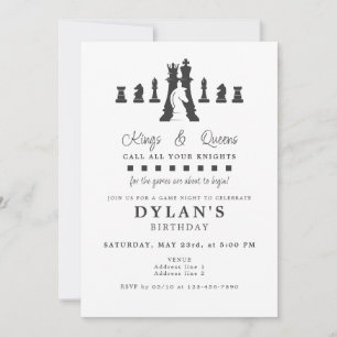 Convite Chess Game Night Anythday qualquer Aniversário de
