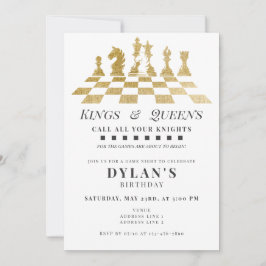 Convite Chess Game Night Chame Seus Cavaleiros Dourados An